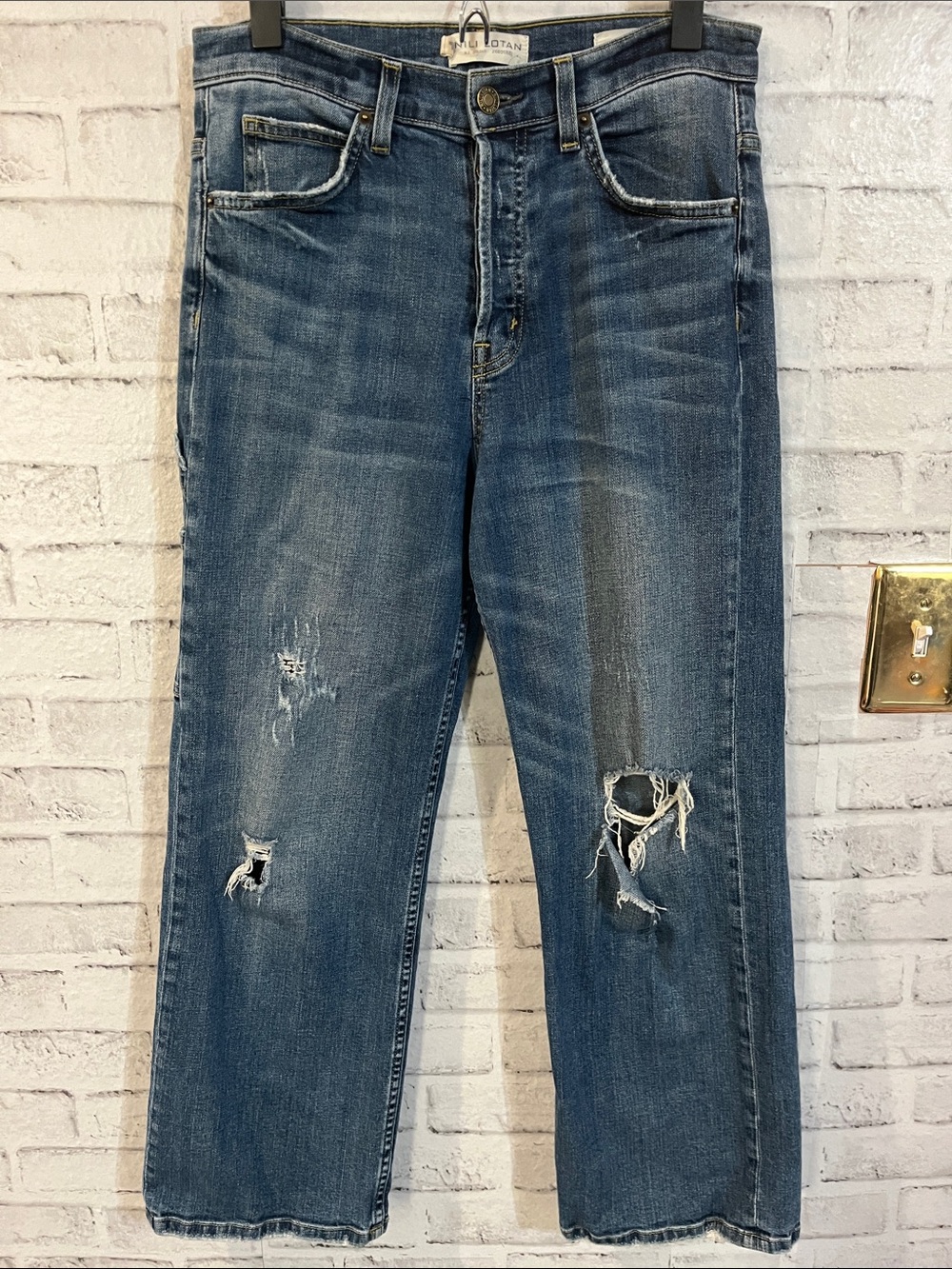Nili Lotan Violette distressed straight cropped jeans